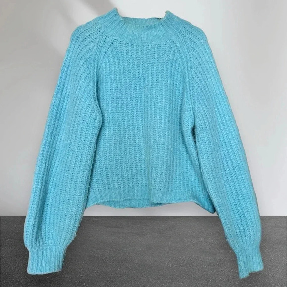 MAJE Alpaca & Wool Blend Sweater Jumper in Aqua Blue Size L - Picture 11 of 16